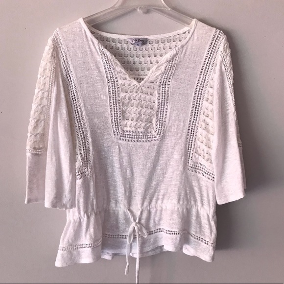 Lucky Brand Tops - Lucky Brand Boho Peasant Crochet Detail Top